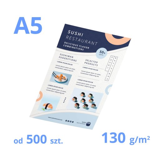 Ulotki A5 papier kredowy 130g